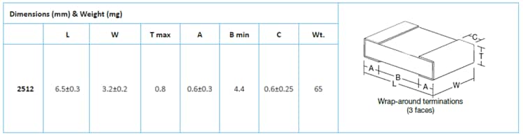 Mechanical Drawing - Welwyn / TT Electronics DPCR Defibrillator Pulse Chip Resistors